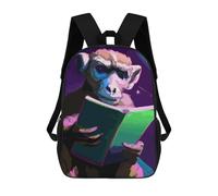 sinyumoney Zaino scolastico per bambini pirata nave zaino scolastico per bambini, stile casual e alla moda, stampa 3D, divertente e originale, Scimmia, 17"
