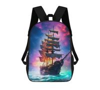 sinyumoney Zaino scolastico per bambini pirata nave zaino scolastico per bambini, stile casual e alla moda, stampa 3D, divertente e originale, Amazing Pirate Ship, 17"