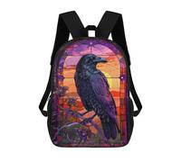 sinyumoney Zaino Scolastico Per Bambini Raven Gothic Stained Glass Zaino Alla Moda Per Adolescenti Zaino Casual Per Ragazzi E Ragazze Zaino Stampato in 3D 17inch