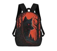 sinyumoney Zaino Scolastico Per Bambini Red Moon Wolf Art Print Zaino Scolastico Per Bambini Alla Moda Casual Zaini Da Viaggio Stampa 3D Divertenti E Fantastici Borse Per Libri 17inch