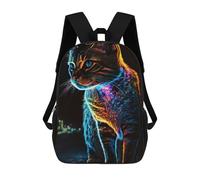 sinyumoney Zaino scolastico per bambini Rottweiler Puppy Sleeping Starry Night Zaino casual per i viaggi, stampa 3D, per ragazzi e ragazze, grande capacità, Realistic Cat Night Time, 17"