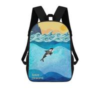 sinyumoney Zaino Scolastico Per Bambini Save The Oceans Collage Zaino Alla Moda Per Adolescenti Zaino Casual Per Ragazzi E Ragazze Borsa Scolastica Per Adolescenti Zaino Stampato in 3D 17inch
