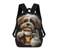sinyumoney Zaino Scolastico Per Bambini Shih Tzu Beer Zaini Per Libri Zaino Casual Da Viaggio Stampato in 3D Per Ragazzi E Ragazze Zaino Da Giorno Di Grande Capacità 17inch