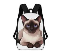 sinyumoney Zaino Scolastico Per Bambini Siamese Cat Illustration Zaino Alla Moda Per Adolescenti Zaino Casual Per Ragazzi E Ragazze Borsa Scolastica Per Adolescenti Zaino Stampato in 3D 17inch