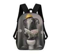 sinyumoney Zaino scolastico per bambini Sloth in Rainforest Zaino scolastico per bambini, stile casual e alla moda, con stampa 3D, divertente e originale, Elephant On A Toilet, 17"