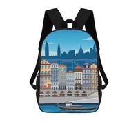 sinyumoney Zaino scolastico per bambini Smiling Fox con zaino scolastico per bambini, stile casual e alla moda, stampa 3D, divertente e originale, Porto Travel Print, 17"