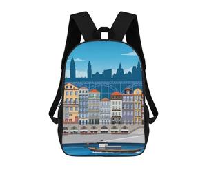 sinyumoney Zaino scolastico per bambini Smiling Fox con zaino scolastico per bambini, stile casual e alla moda, stampa 3D, divertente e originale, Porto Travel Print, 17"