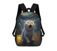 sinyumoney Zaino scolastico per bambini sorpreso gatto dipinto zaino scuola alla moda zaino da viaggio unisex alla moda zaino 3D cool, Painting Cat Surprised, 17"