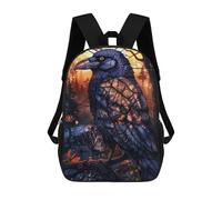sinyumoney Zaino Scolastico Per Bambini Stained Glass Raven Zaino Scolastico Per Bambini Alla Moda Casual Zaini Da Viaggio Stampa 3D Divertenti E Fantastici Borse Per Libri 17inch