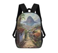 sinyumoney Zaino scolastico per bambini stampato 3D Canyon zaino sportivo per ragazzi e ragazze, zaino alla moda, Rio de Janeiro Beauty, 17"