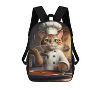 sinyumoney Zaino scolastico per bambini stampato 3D Cherry Blossom 12 Zaino sportivo per ragazzi e ragazze zaino alla moda, Cat Chef Baking, 17"