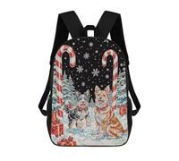 sinyumoney Zaino scolastico per bambini stampato 3D festivo quail uccello ritratto con cappello di Babbo Natale per ragazzi e ragazze, zaino alla moda, Festive Dogs In Winter Wonderland, 17"