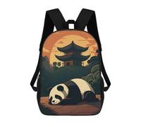 sinyumoney Zaino scolastico per bambini stampato 3D Moonlight Predator Zaino sportivo per ragazzi e ragazze, zaino alla moda, Panda Bamboo Japan-1, 17"