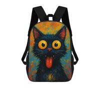 sinyumoney Zaino scolastico per bambini stampato 3D Tiger Wpap Pop Art Zaino sportivo per ragazzi e ragazze, zaino alla moda, Whimsical Black Cat Ritratto, 17"