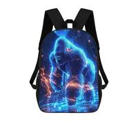 sinyumoney Zaino scolastico per bambini stampato 3D Tiger Wpap Pop Art Zaino sportivo per ragazzi e ragazze, zaino alla moda, Voltage King - The Neon Gorilla Awakens, 17"