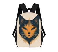 sinyumoney Zaino Scolastico Per Bambini Stampato in 3D Abstract Cat Vector Portrait in Bold Orange Tones Zaino Sportivo Per Ragazzi E Ragazze Zaino Alla Moda 17inch