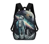 sinyumoney Zaino Scolastico Per Bambini Stampato in 3D Astronaut And Cat on The Moon Borsa Scolastica Per Bambini, Zaini Da Viaggio, Borse Per Libri Alla Moda, Zaino Di Grande Capacità 17inch