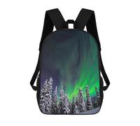 sinyumoney Zaino Scolastico Per Bambini Stampato in 3D Aurora Borealis Over Snow-Covered Trees Zaino Sportivo Per Ragazzi E Ragazze Zaino Alla Moda 17inch
