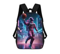 sinyumoney Zaino Scolastico Per Bambini Stampato in 3D Basketball Neon Astronaut Borse Per Libri Borse Scolastiche Da Viaggio Ad Alta Capacità Per Bambini/studenti/adulti 17inch