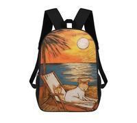 sinyumoney Zaino Scolastico Per Bambini Stampato in 3D Beach Cats Sunset Serenity Borsa Scolastica Per Bambini, Zaini Da Viaggio, Borse Per Libri Alla Moda, Zaino Di Grande Capacità 17inch