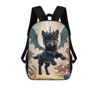 sinyumoney Zaino Scolastico Per Bambini Stampato in 3D Black Wolf Dragon Puppy Zaino Sportivo Per Ragazzi E Ragazze Zaino Alla Moda 17inch