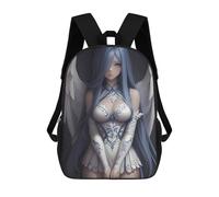 sinyumoney Zaino Scolastico Per Bambini Stampato in 3D Blue-Haired Angel Anime Girl Borse Per Libri Borse Scolastiche Da Viaggio Ad Alta Capacità Per Bambini/studenti/adulti 17inch