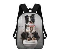 sinyumoney Zaino Scolastico Per Bambini Stampato in 3D Border Collie on Toilet Borse Per Libri Borse Scolastiche Da Viaggio Ad Alta Capacità Per Bambini/studenti/adulti 17inch