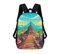 sinyumoney Zaino Scolastico Per Bambini Stampato in 3D Borobudur Temple Poster Borse Per Libri Borse Scolastiche Da Viaggio Ad Alta Capacità Per Bambini/studenti/adulti 17inch