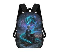sinyumoney Zaino Scolastico Per Bambini Stampato in 3D Boy Reading with Dragon Spirit Borse Per Libri Borse Scolastiche Da Viaggio Ad Alta Capacità Per Bambini/studenti/adulti 17inch