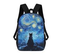 sinyumoney Zaino Scolastico Per Bambini Stampato in 3D Cat Under Starry Night Borse Per Libri Borse Scolastiche Da Viaggio Ad Alta Capacità Per Bambini/studenti/adulti 17inch