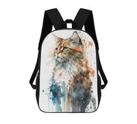 sinyumoney Zaino Scolastico Per Bambini Stampato in 3D Cat Watercolor Borse Per Libri Borse Scolastiche Da Viaggio Ad Alta Capacità Per Bambini/studenti/adulti 17inch