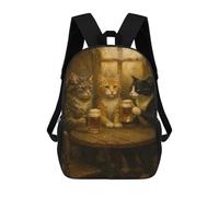 sinyumoney Zaino Scolastico Per Bambini Stampato in 3D Cats Drinking Beer at A Pub Zaini Alla Moda Casual Zaini Per Bambini Zaino Casual Da Esterno Borse Da Viaggio Carine 17inch