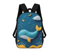 sinyumoney Zaino scolastico per bambini stampato in 3D Celestial Whale in Starry Sky Zaini, Zaini da viaggio casual, grande zaino da giorno per ragazzi, Felt Whale In A Dreamy Seascape, 17"