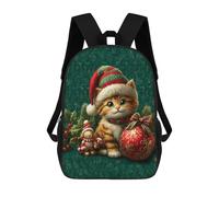 sinyumoney Zaino Scolastico Per Bambini Stampato in 3D Christmas Kitten Decorations Zaino Per Bambini Ad Alta Capacità, Zaini Da Viaggio, Borse Per Libri, Zaino Scolastico Per Bambini 17inch