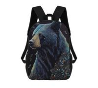 sinyumoney Zaino Scolastico Per Bambini Stampato in 3D Colorful Bear Portrait Artwork Borsa Scolastica Per Bambini, Zaini Da Viaggio, Borse Per Libri Alla Moda, Zaino Di Grande Capacità 17inch