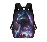 sinyumoney Zaino Scolastico Per Bambini Stampato in 3D Cosmic Cat Portrait-16 Borse Per Libri Borse Scolastiche Da Viaggio Ad Alta Capacità Per Bambini/studenti/adulti 17inch