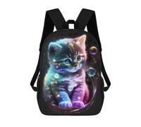 sinyumoney Zaino Scolastico Per Bambini Stampato in 3D Cute Universe Kitten Zaino Per Bambini Ad Alta Capacità, Zaini Da Viaggio, Borse Per Libri, Zaino Scolastico Per Bambini 17inch