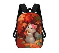 sinyumoney Zaino Scolastico Per Bambini Stampato in 3D Cute White Kitten with Squirrel Friend Zaino Da Viaggio Ad Alta Capacità Borse Per Libri Alla Moda Zaini Casual Per Bambini Per La Scuola 17inch