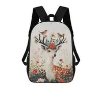sinyumoney Zaino Scolastico Per Bambini Stampato in 3D Deer with Birds Botanical Zaino Sportivo Per Ragazzi E Ragazze Zaino Alla Moda 17inch