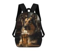 sinyumoney Zaino Scolastico Per Bambini Stampato in 3D Dog Drinking Beer Borse Per Libri Borse Scolastiche Da Viaggio Ad Alta Capacità Per Bambini/studenti/adulti 17inch