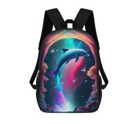 sinyumoney Zaino Scolastico Per Bambini Stampato in 3D Dolphin's Cosmic Journey -1 Zaino Per Bambini Ad Alta Capacità, Zaino Da Viaggio Alla Moda, Borsa Scolastica Per Bambini, Zaino Casual 17inch