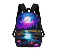 sinyumoney Zaino Scolastico Per Bambini Stampato in 3D Enchanted Night Pond Zaini Per Libri Zaini Casual Da Viaggio Zaini Da Giorno Di Grande Capacità Per Ragazzi 17inch