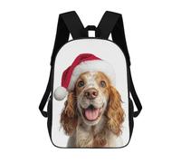 sinyumoney Zaino Scolastico Per Bambini Stampato in 3D English Cocker Spaniel Dog with Santa Hat Borse Per Libri Borse Scolastiche Da Viaggio Ad Alta Capacità Per Bambini/studenti/adulti 17inch