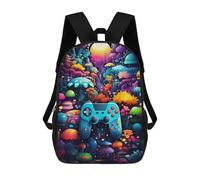 sinyumoney Zaino Scolastico Per Bambini Stampato in 3D Fantasy Mushroom Forest with Game Controller Borse Per Libri Borse Scolastiche Da Viaggio Ad Alta Capacità Per Bambini/studenti/adulti 17inch