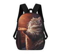 sinyumoney Zaino Scolastico Per Bambini Stampato in 3D Fat Cat Steals Tasty Pizza Zaino Per Bambini Ad Alta Capacità, Zaino Da Viaggio Alla Moda, Borsa Scolastica Per Bambini, Zaino Casual 17inch