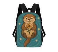 sinyumoney Zaino Scolastico Per Bambini Stampato in 3D Floating Otter with A Flower Zaino Per Bambini Ad Alta Capacità, Zaino Da Viaggio Alla Moda, Borsa Scolastica Per Bambini, Zaino Casual 17inch