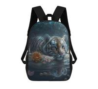 sinyumoney Zaino Scolastico Per Bambini Stampato in 3D Floral Tiger Reflection Zaino Per Bambini Ad Alta Capacità, Zaino Da Viaggio Alla Moda, Borsa Scolastica Per Bambini, Zaino Casual 17inch