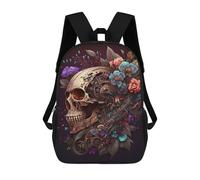 sinyumoney Zaino Scolastico Per Bambini Stampato in 3D Flowers And Scull Borsa Scolastica Per Bambini, Zaini Da Viaggio, Borse Per Libri Alla Moda, Zaino Di Grande Capacità 17inch