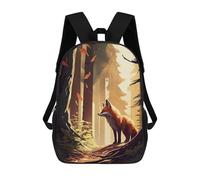 sinyumoney Zaino Scolastico Per Bambini Stampato in 3D Fox Animal Forest Borse Per Libri Borse Scolastiche Da Viaggio Ad Alta Capacità Per Bambini/studenti/adulti 17inch