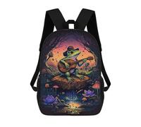sinyumoney Zaino Scolastico Per Bambini Stampato in 3D Frog Serenade in Enchanted Forest Zaini Per Libri Zaini Casual Da Viaggio Zaini Da Giorno Di Grande Capacità Per Ragazzi 17inch